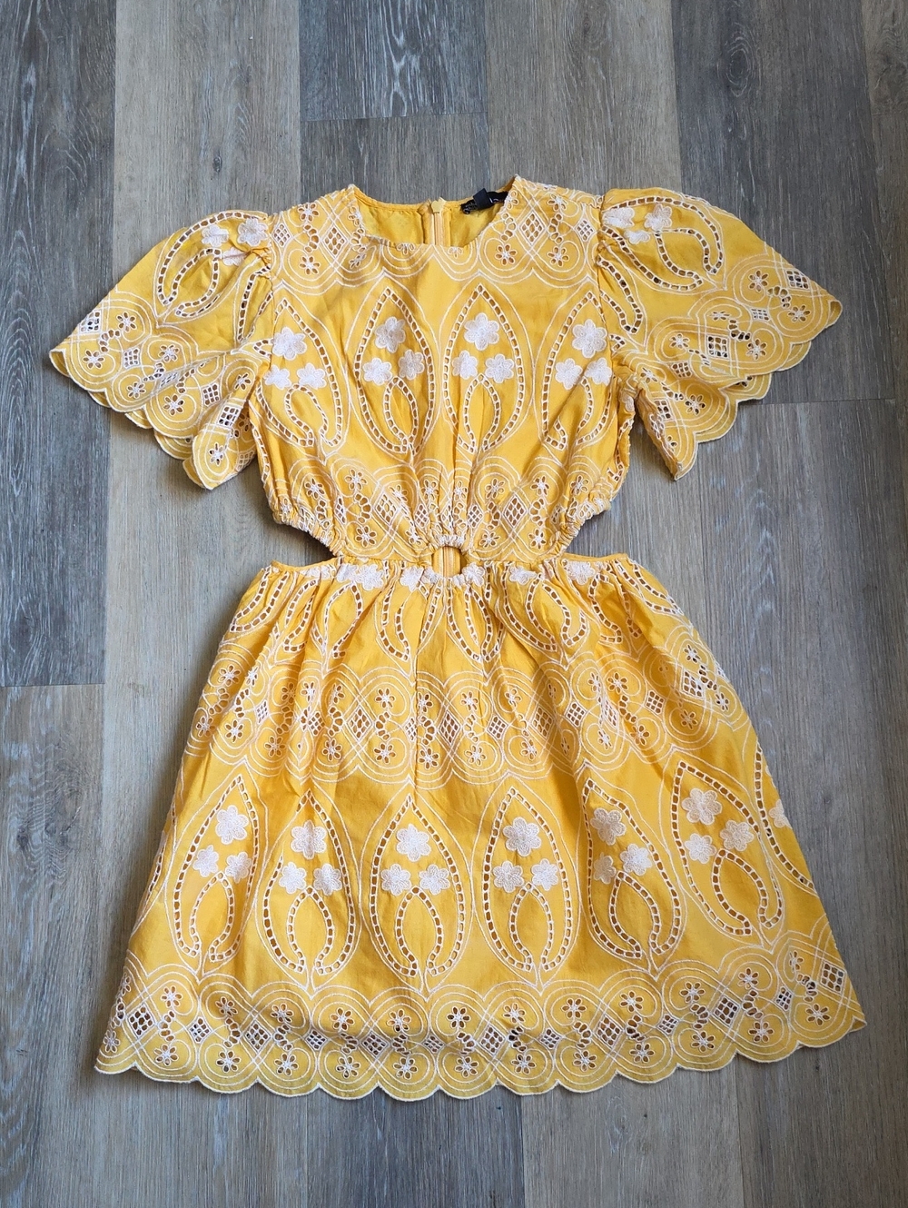 Anthropologie Nobody's Child Yellow Eyelet Mini Dress